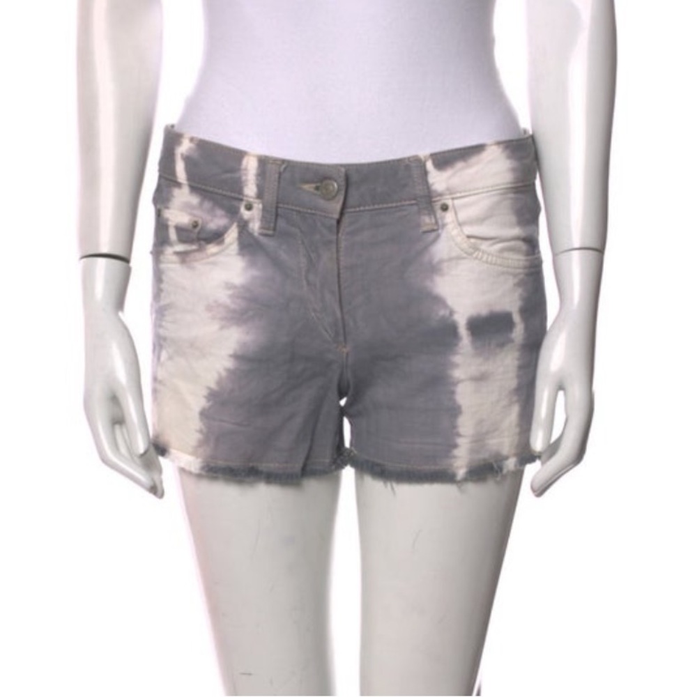 French Isabela Marant Grey White Raw Edge Dyed Mid-Rise Mini Shorts US6 FR38